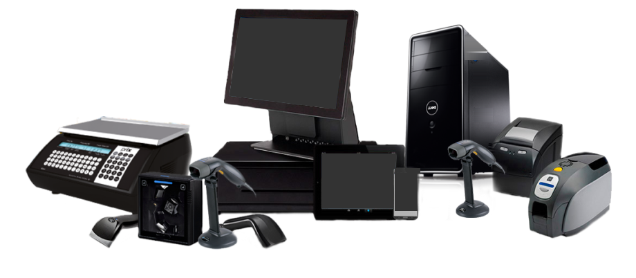 Equipamentos de automação comercial: computador, terminal de caixa, leitores de código de barras, impressoras, tablet, celular e balança