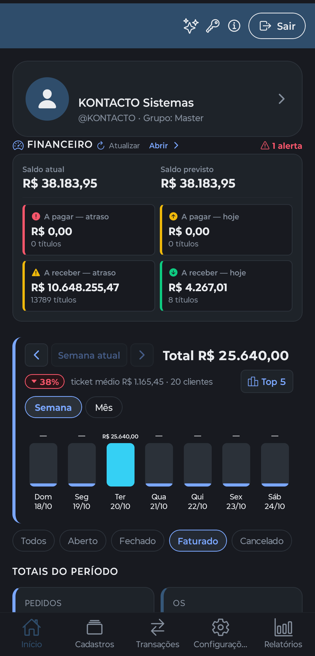 Tela principal do app Mobile